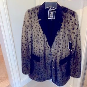 NWT 👑 Juicy Couture Gray Black Faux Fur Ombre Cheetah Leopard Animal Coat  🖤